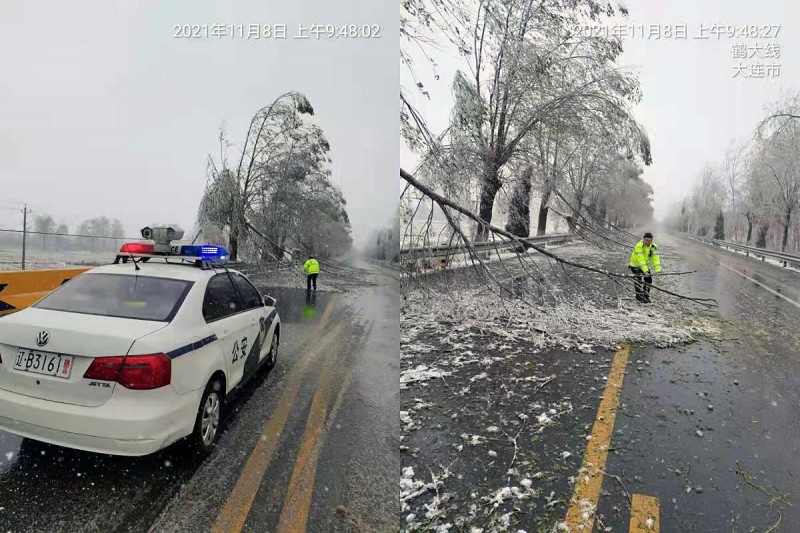 大连交警部门全警动员应对强降雪天气